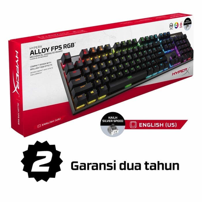 HyperX Alloy FPS RGB Mechanical Gaming Keyboard - Speed Silver, RGB LE