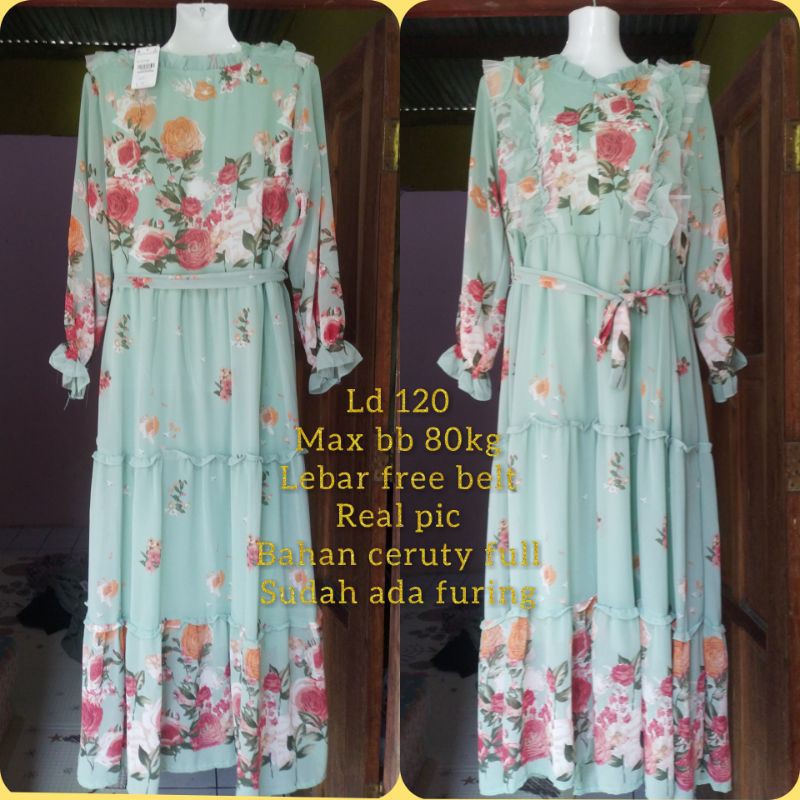 dress gamis full ceruty meijiwang import tosca