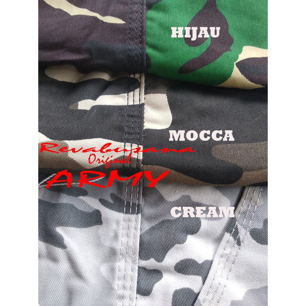 Celana Cargo Pendek Pria Doreng ARMY Saku Gimpul Size 27-38