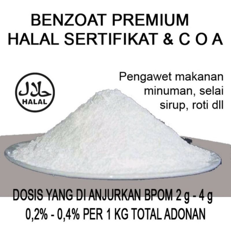 

Bahan pengawet makanan dan minuman sodium benzoat holland puroxs repacking 100 gram/bahan untuk mengawetkan makanan dan minuman/bahan anti basi untuk makanan dan minuman food grade