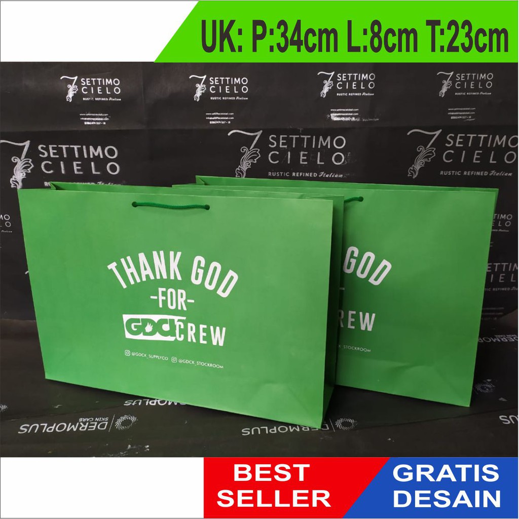

Tas Kertas Warna sablon Paper Bag Warna Landscape Uk P34 L8 T23cm