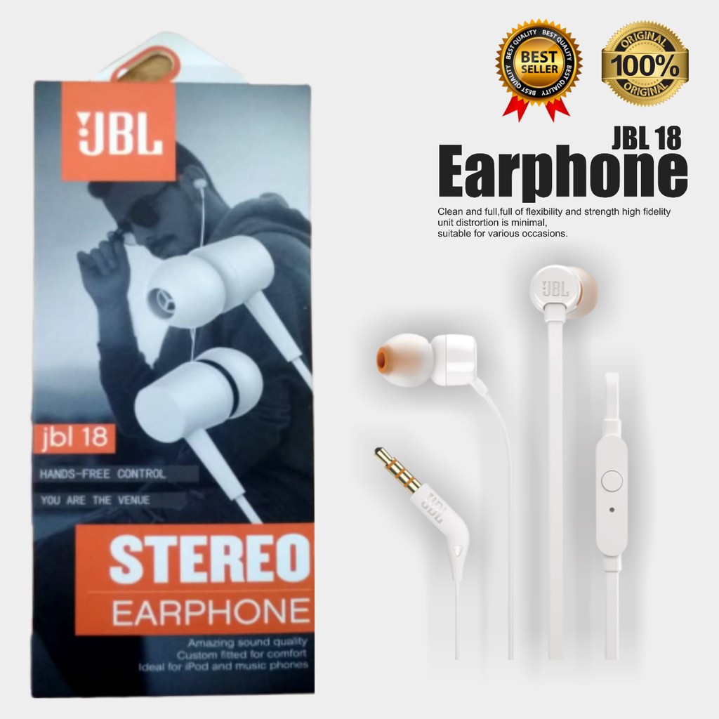 Headset Headsfree Hf earphone Extra BAss J18 All tipe Hp OPPO VIVO XIAOMI REALME ASUS INFINIX MA266