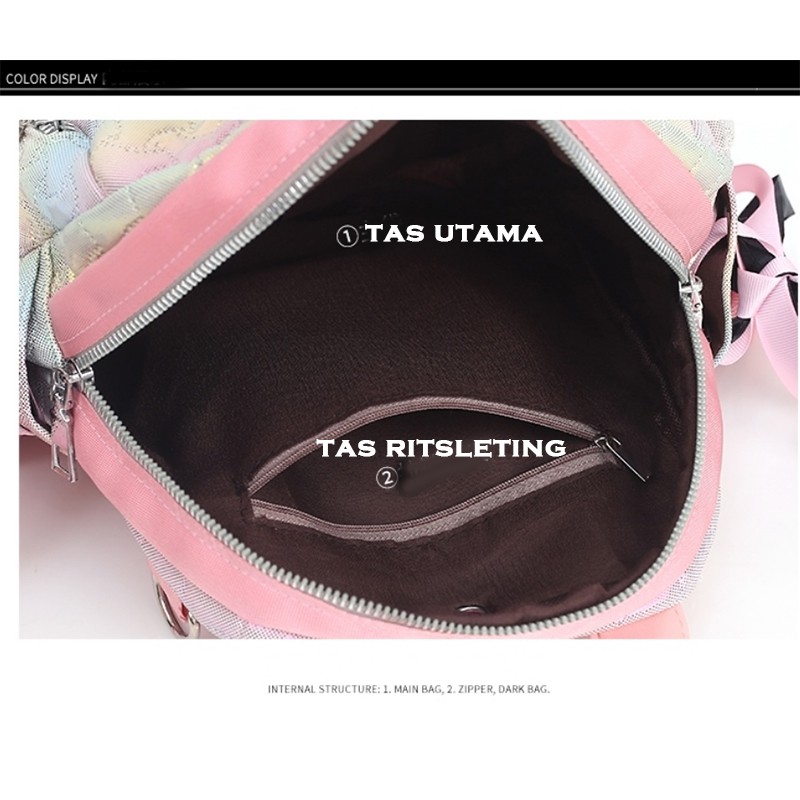 Tas Wanita Fashion Ransel Tas pundak Import tas siswa Trendy Korea Tas Selempang （Dengan liontin）