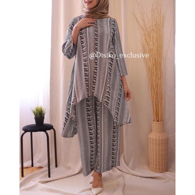 PROMO SETELAN CELANA ONE SET ROSE CREPE TERBARU DISIKO EXCLUSIF