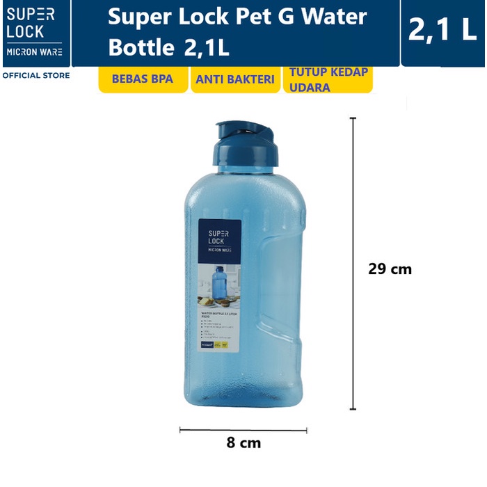 MINUM-BOTOL- SUPER LOCK PET G WATER BOTTLE 2,1LITER - BOTOL MINUM - BIRU -BOTOL-MINUM.