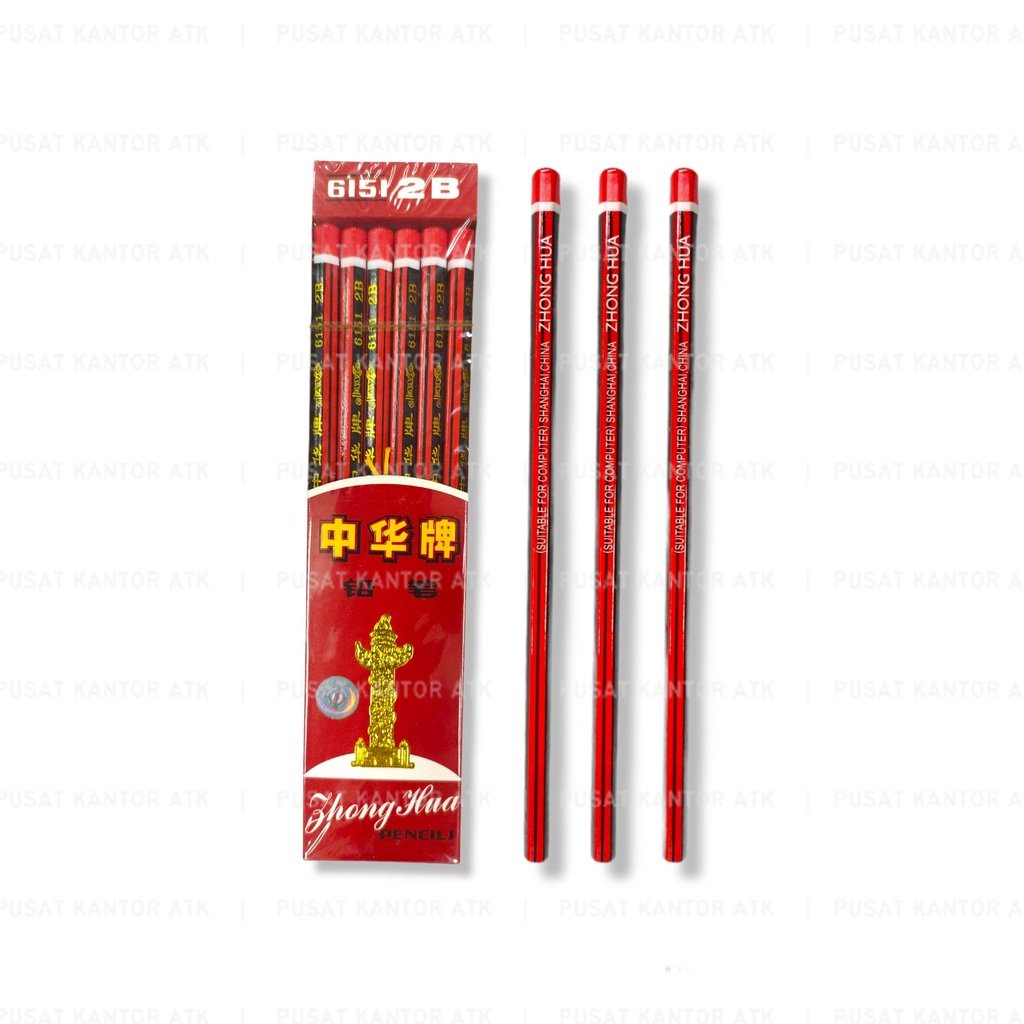

Pensil 2B Impor ZhongHua Pencil Pena Pensil Kayu Lusinan