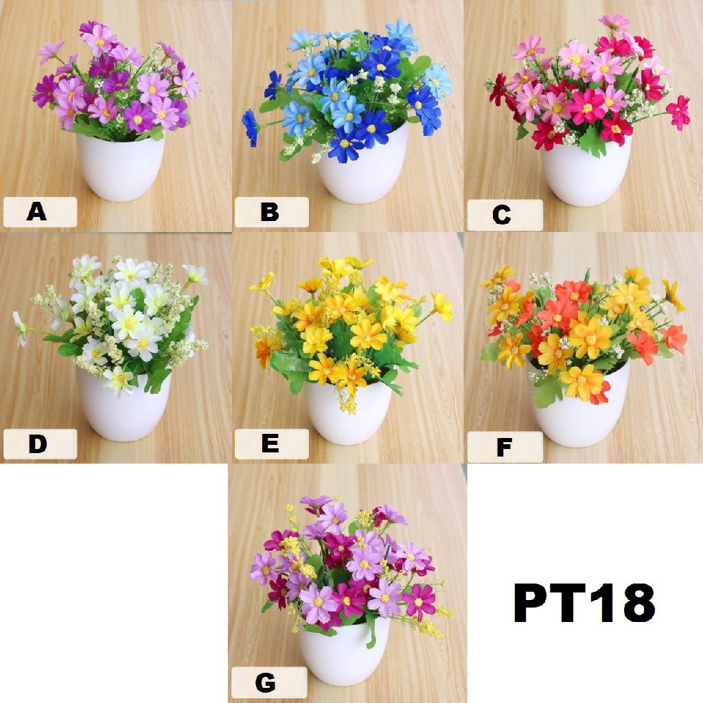 MOGYMOGY PT18 , PT19 Pot Tanaman Hias Bunga Hias Plastik Ornamen Pot Bongsai Artificial Flower Decoration