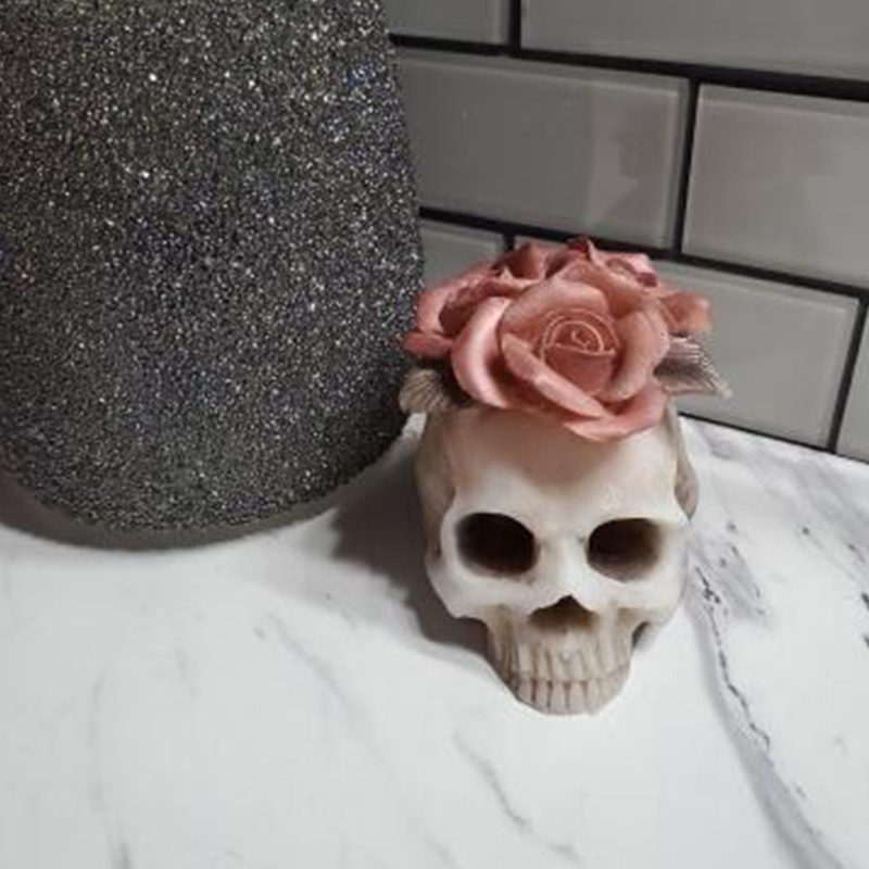 SIY  3D Rose Flower Skull Epoxy Resin Mold Home Decorations Ornaments Casting Silicone Mould DIY Crafts Plaster Candle Making Tools