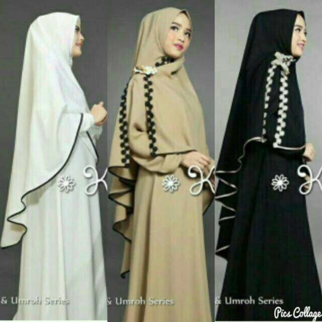 Gamis Syari Putih Polos List Hitam Bahan Jersey Premium Busui Kombinasi Renda Putih Hitam Coksu