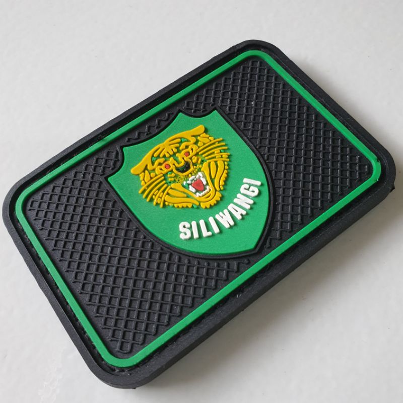 PATCH RUBBER LOGO SILIWANGI LIS HIJAU/TEMPELAN EMBLEM KARET VELCRO TNI-AD