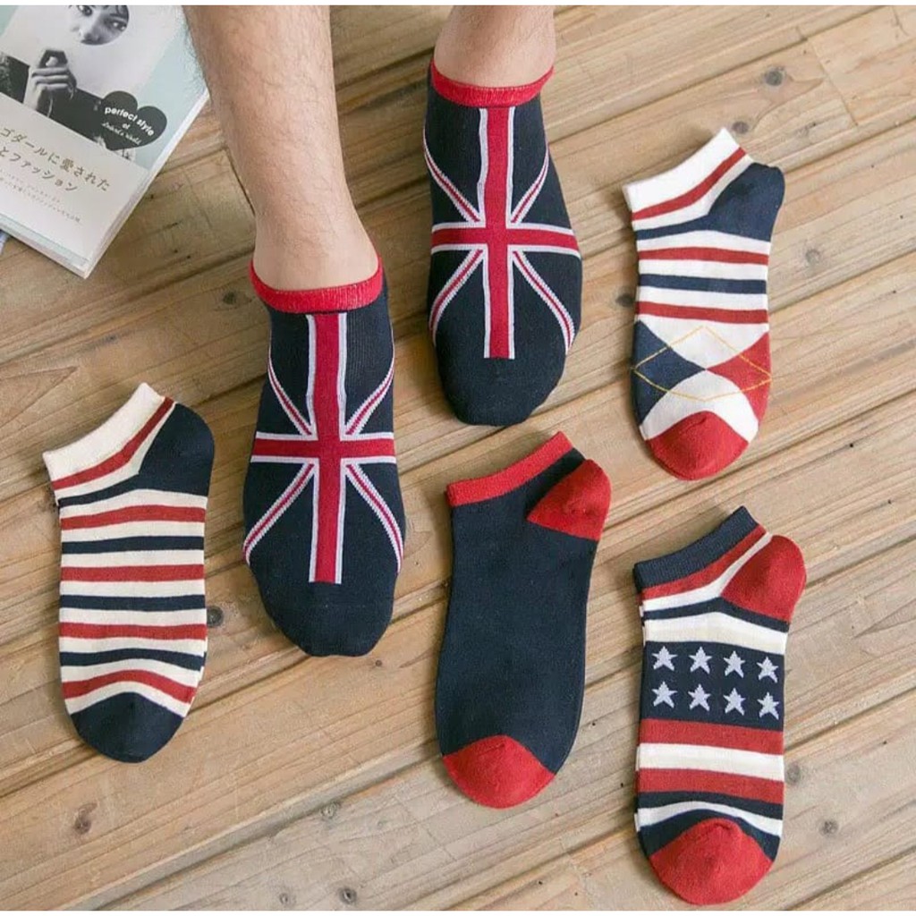 Kaos Kaki Pendek Ankle Motif Flag