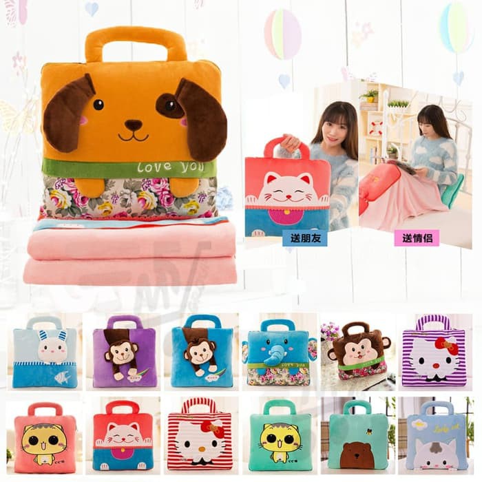 [zavanese] Bantal Selimut Balmut Tas 2 in 1 Karakter Lucu Imut