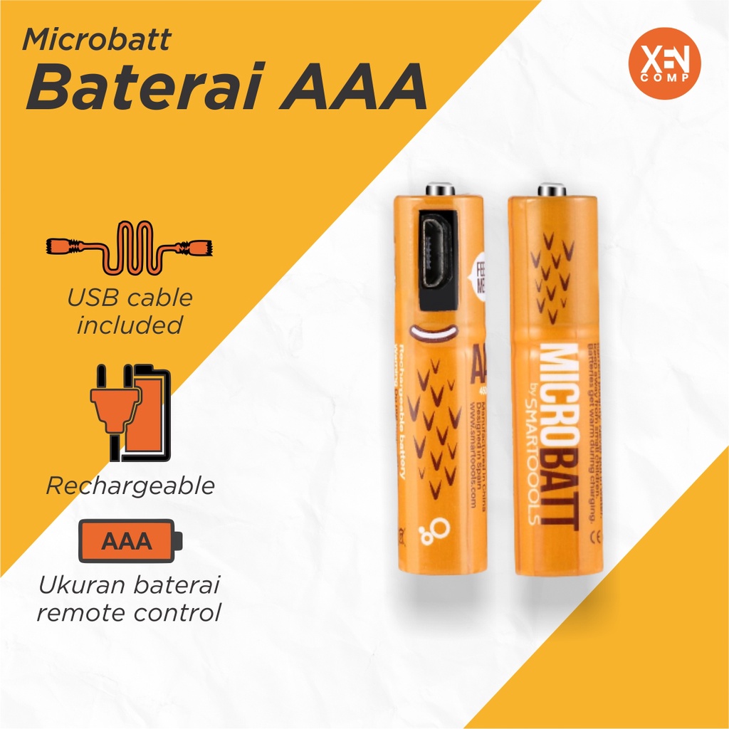Baterai Cas Isi Ulang Smartoools AAA Micro USB 450mAh isi 2pcs