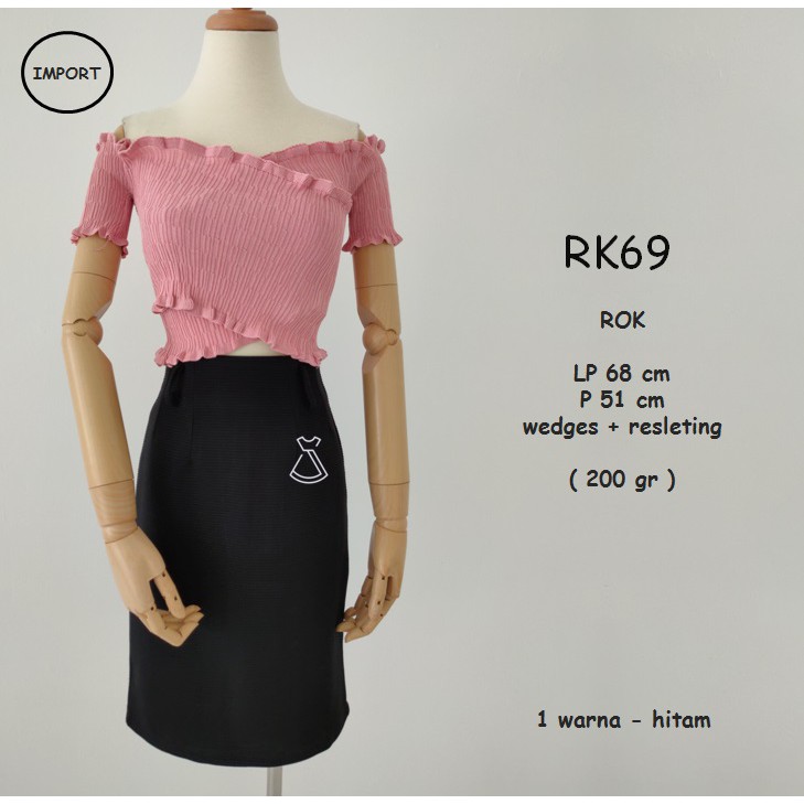 RK69 - ROK BASIC WEDGES ROK SEPAN KANTOR WANITA IMPORT MODERN MURAH