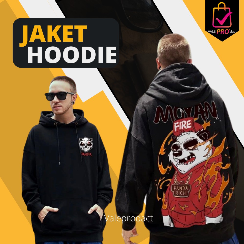 Jaket Hoodie Panda Fire Flecee Gramasi 240 tebal vale29