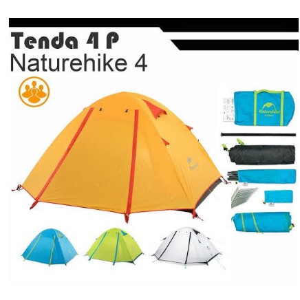 tenda camping gunung outdoor merk naturehike 4 orang double layer