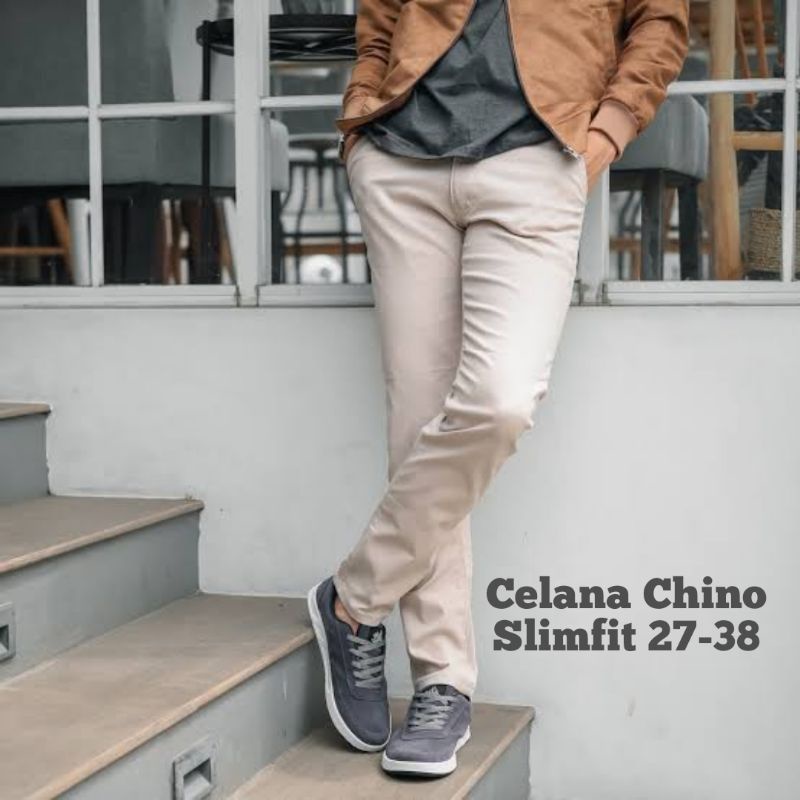 Celana Chino Panjang Cream / Celana Panjang Pria