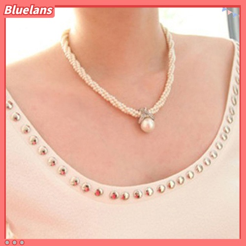 Kalung Rantai Choker Liontin Mutiara Tiruan Untuk Wanita