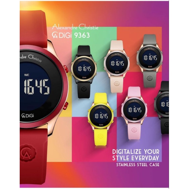 [PILIHAN WARNA LAIN GESER FOTONYA] ORI JAM TANGAN WANITA ALEXANDRE CHRISTIE DIGITAL RUBBER STRAP ARL