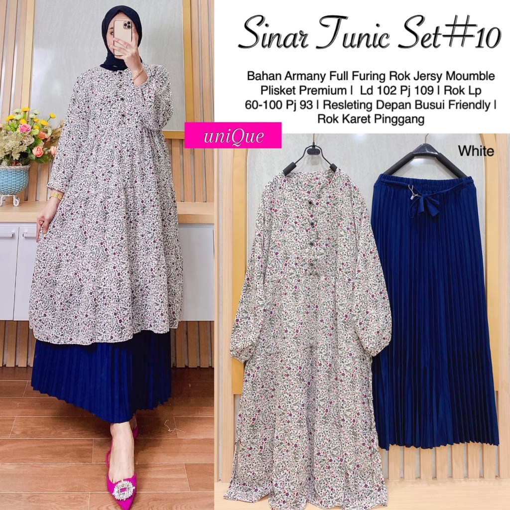 [RESTOK] SINAR TUNIK SET #10 CERUTY ROK PLISKET ORI UNIQUE