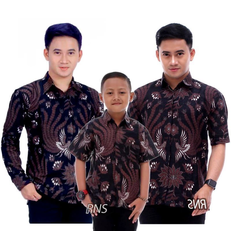 BAJU BATIK MOTIF MANUK KEMBAR ,BAJU BATIK COUPLE AYAH ANAK,BAJU COUPLE BATIK AYAH DAN ANAK LAKI-LAKI