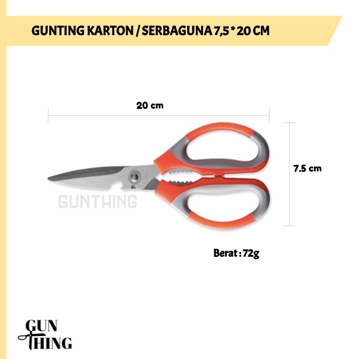 Gunting Karton / Gunting Serbaguna Multifungsi / Gunting 7.5 * 20cm Tajam Murah FREE Ongkir