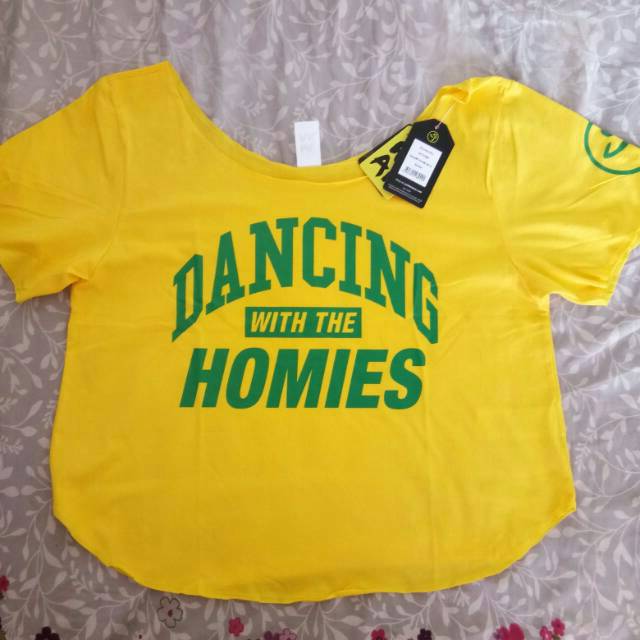 Tshirt Atasan Wanita Zumba Wear Kuning Ready Stock