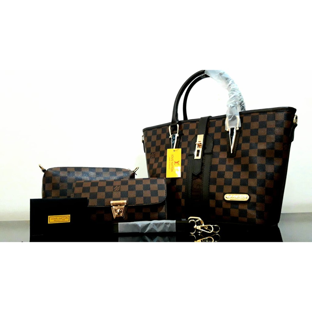 REAL PICT  TAS IMPORT BATAM LV EVE ARTIKA PREMIUM 3 IN 1 TOTE BAG BIG SALE