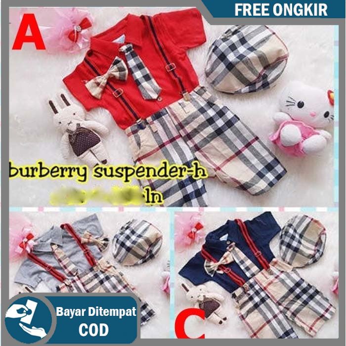 B365 Baju Jumper Anak Bayi Laki-laki Jumpsuit Set Topi Setelan Kaos Kostum Singlet Baby Boy Kids