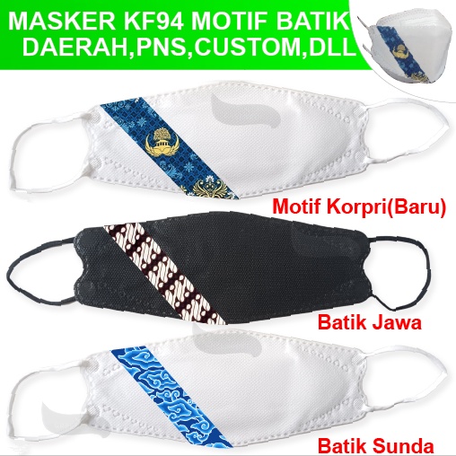 Masker kf94 custom logo nama tulisan gambar batik korpri pgri pns tni polri terbaru polisi bumn kai 