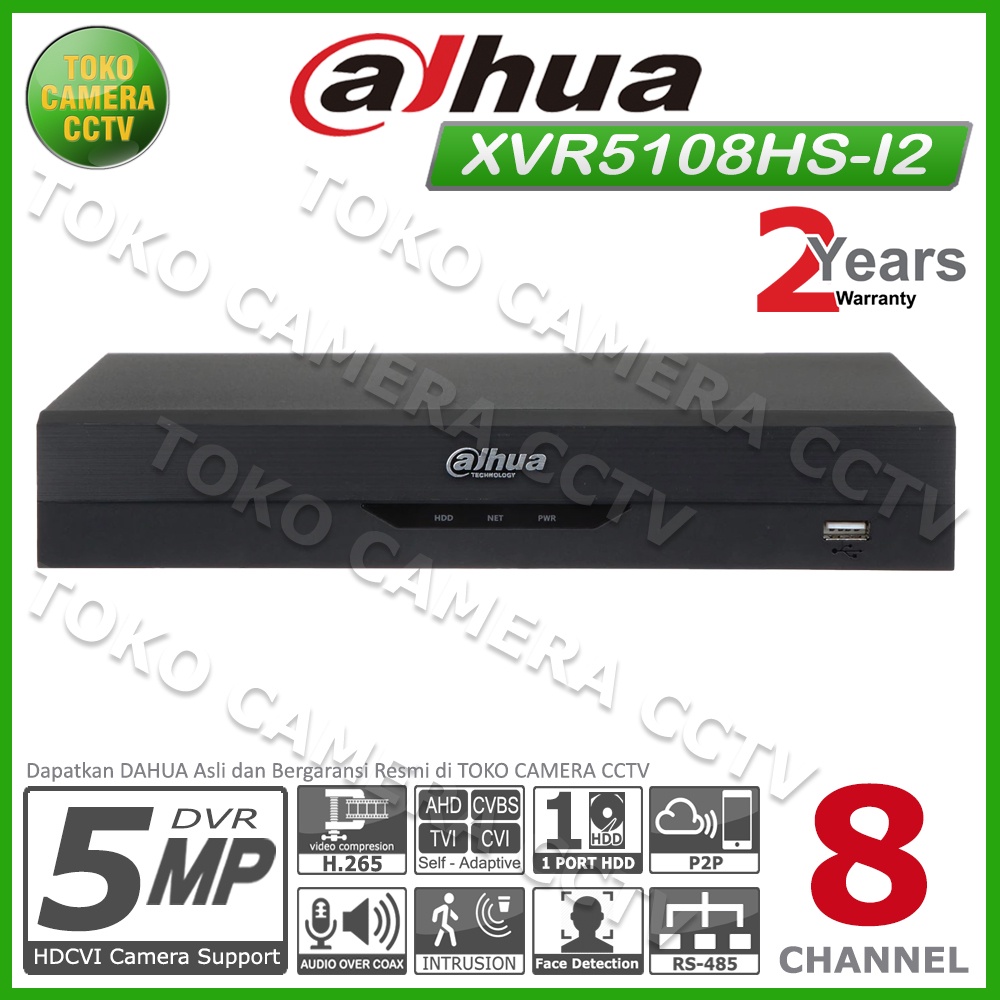 DVR DAHUA 8 CHANNEL DH-XVR5108HS-I2 5MP XVR5108HS I2 DVR 8CH DAHUA 5MP