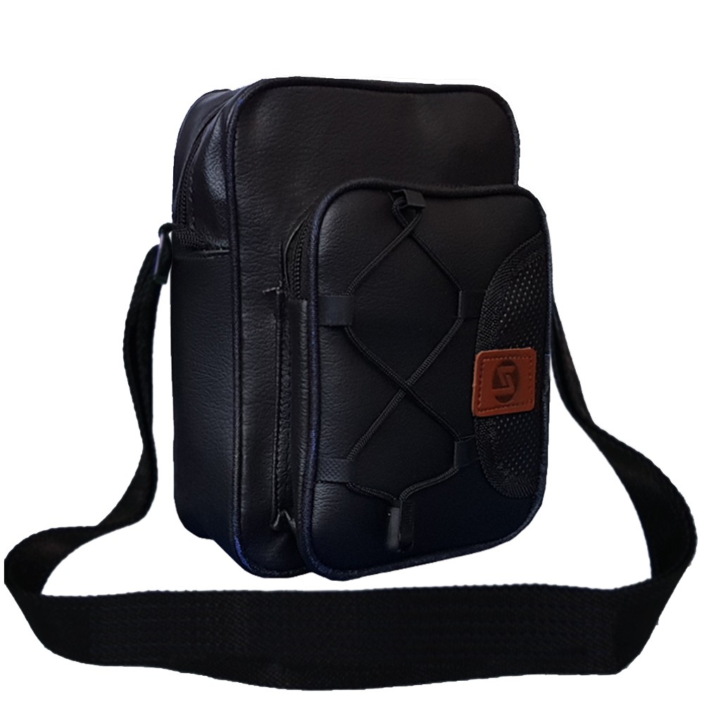 SHOPEE 7.7 BOMBASTIS SALE!! Tas Pria K3030 Selempang Pria Tas Kulit Imitasi Crosbody Bag Gadget 6 Inchi - Black