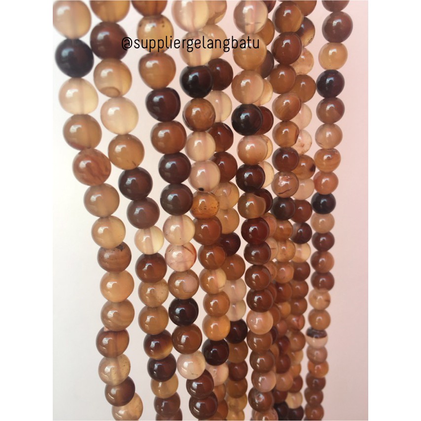 Bead Carnelian Brown Natural Stone Batu Perhiasan Fashion 8mm Coklat Bacan Renteng Natural Akik alam