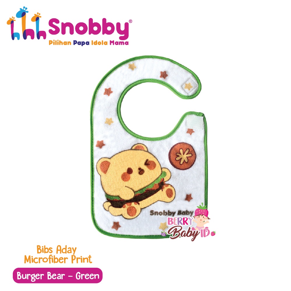 Snobby Bibs Aday Microfiber Print Motif Slabber Celemek Makan Bayi Berry Mart