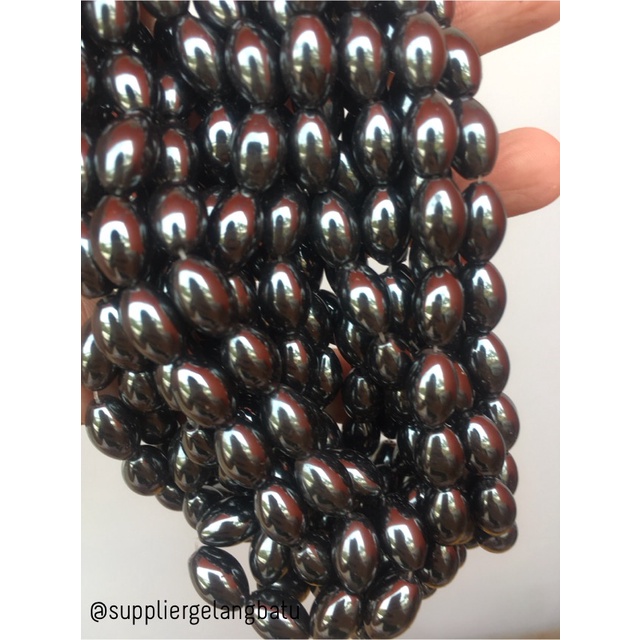 magnetic brustin hematite badar besi 10 x 6mm oval grosiran blustin