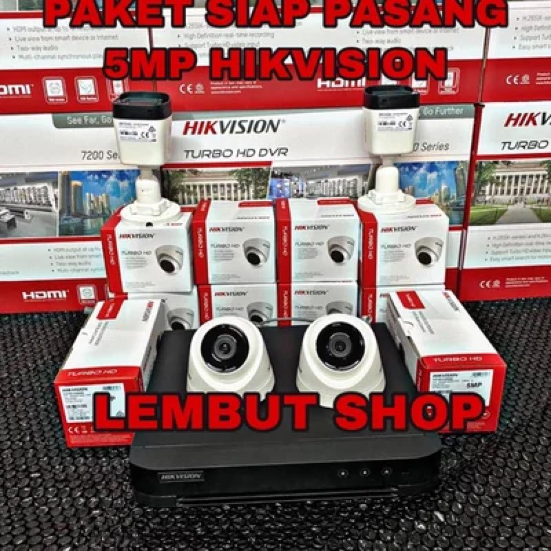 PAKET KAMERA CCTV HIKVISION 5MP 4 CAMERA 4 CH CHANNEL FULL HD KOMPLIT TINGGAL PASANG 4ch 4channel