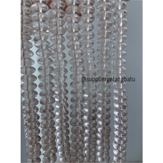 batu rondelle Stone Beads 3 x 8mm WHITE QUARTZ pembatas tasbih KUARSA