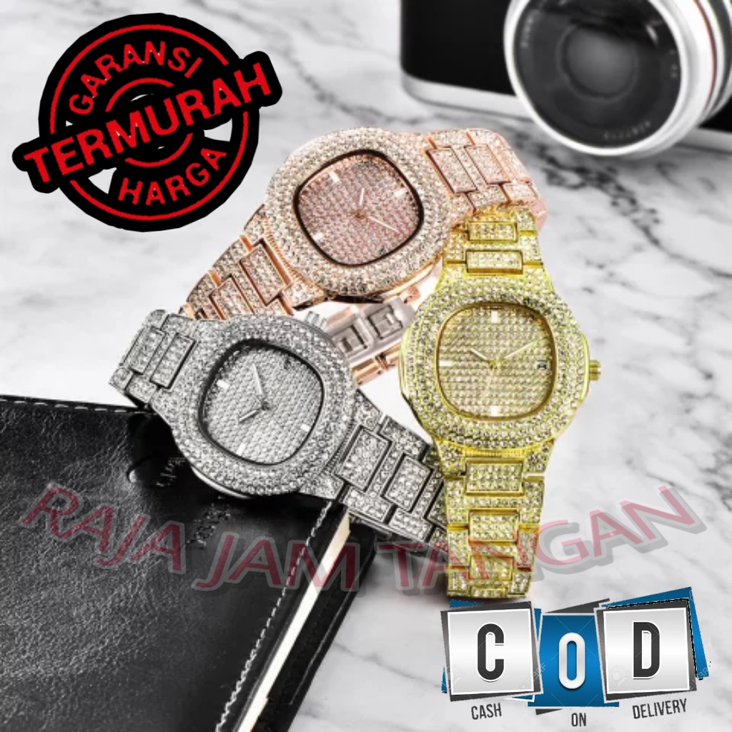 JAM TANGAN ANALOG DIAMOND MEWAH STAINLESS TANGGAL AKTIF RJT99