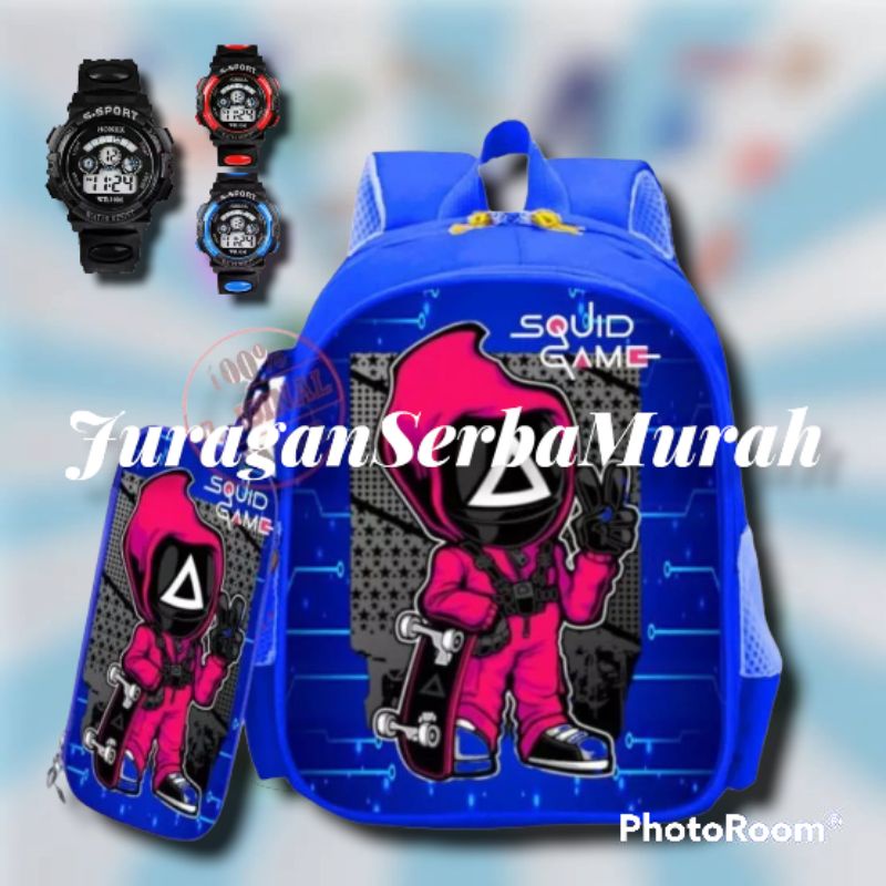 Tas Ransel Sekolah Anak Laki-laki Karakter SquidGame Dan Superhero Murah