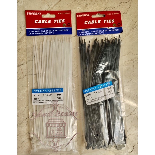 KABEL TIES 3x150mm/ 3x200mm/ 4x300mm CABLE TIE / Hitam Putih / NYLON