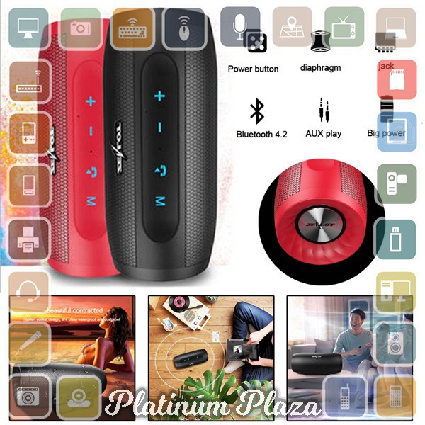 Zealot S16 Bluetooth Speaker Dual Bass dengan Powerbank 4000mAh - Black`1836K0-