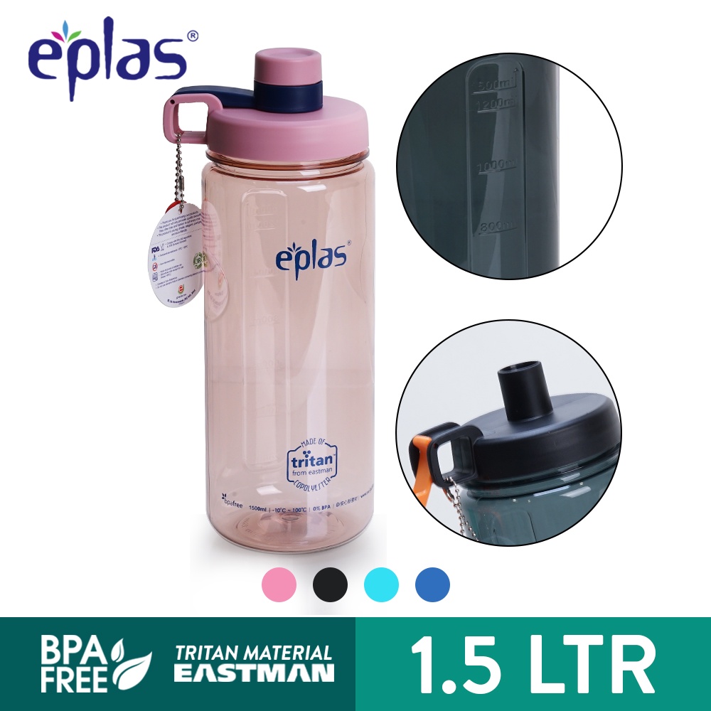 EPLAS Big Water Bottle (1500ml), Water Tumbler, Botol Air, BPA Free, Tritan