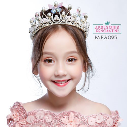 [BISA COD] Mahkota Crystal Pesta Anak Premium l Crown Rambut Emas - MPA025