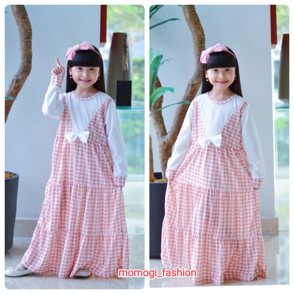 MOMOGI- GAMIS ANAK PEREMPUAN RUFFLE PITA CANDY SQUARE ( Usia 5th-11th )