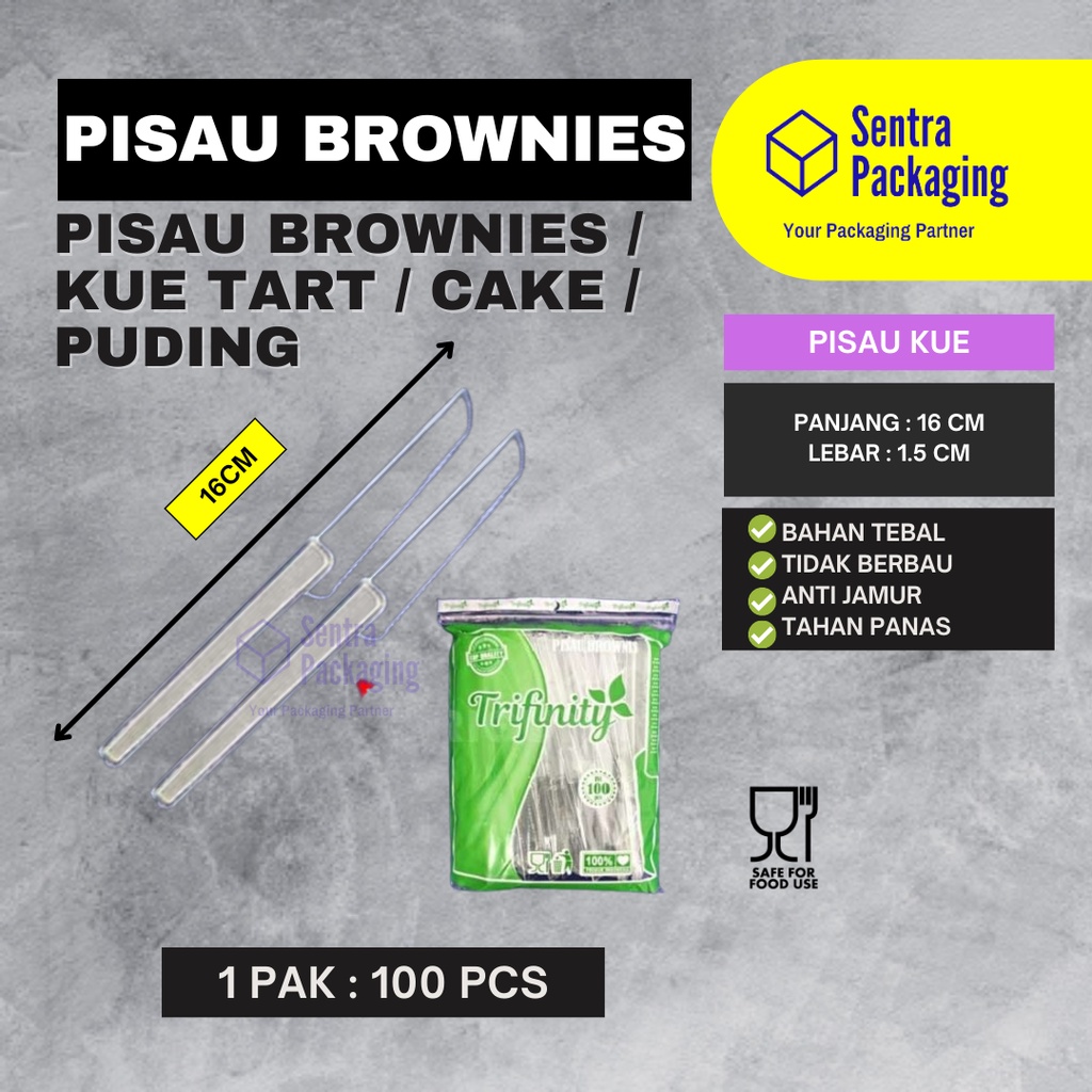 Pisau Plastik Brownies / Brownis / Kue / Bolu Panjang (isi 100) - PACK