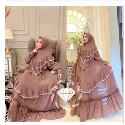Baju Gamis Syari Set Kerudung Baju Gamis Syari Terbaru 2020 Pakaian Wanita/ Pakaian Muslimah/ Seraga