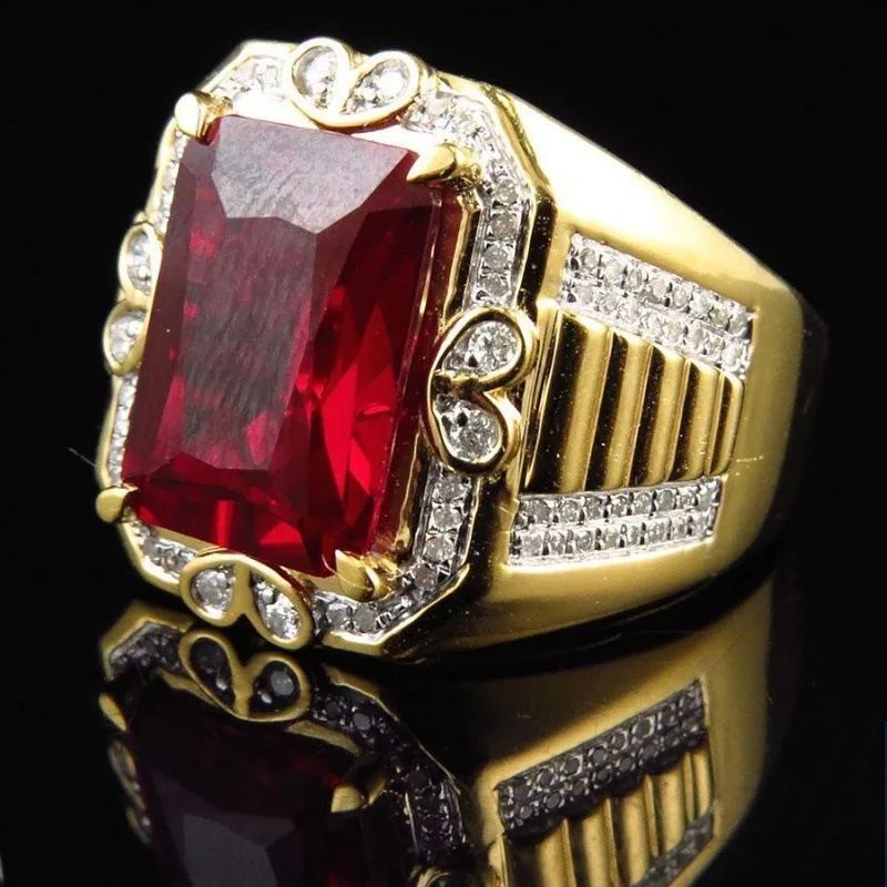 Cincin Batu Rubi Merah Ring Gold Filled Mewah Elegan Minimalis