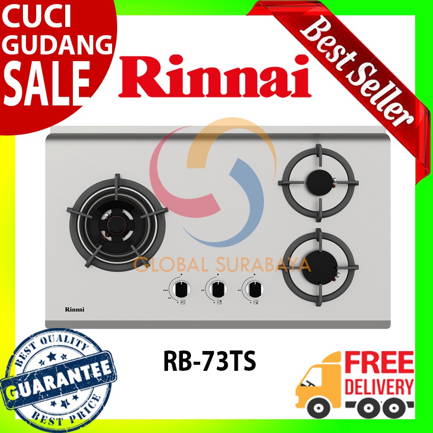 Kompor Tanam Gas Rinnai 3 Tungku - RB 73 TS