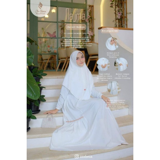 Gamis set khimar Najma As sheza S - XXXL oversize Azzura itycrepe premium hq terbaru manasik haji umroh lebaran series