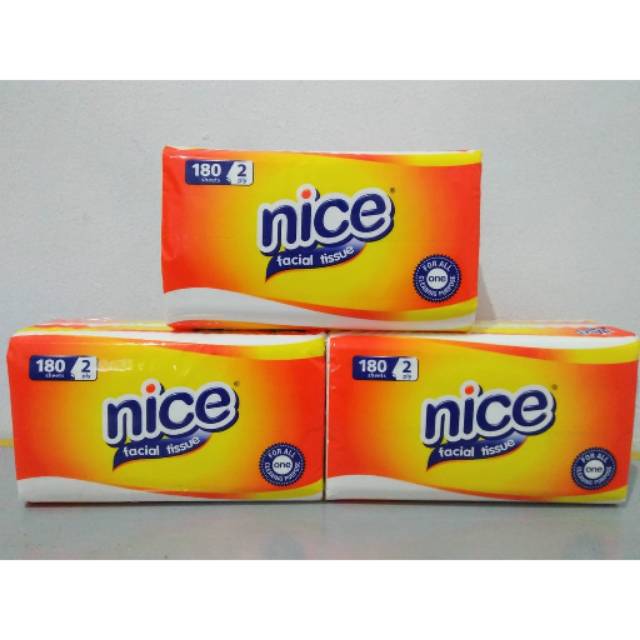 PAKET ISI TIGA (3PCS) TISSUE NICE FACIAL 180 SHEET 2PLY HARGA MURAH
